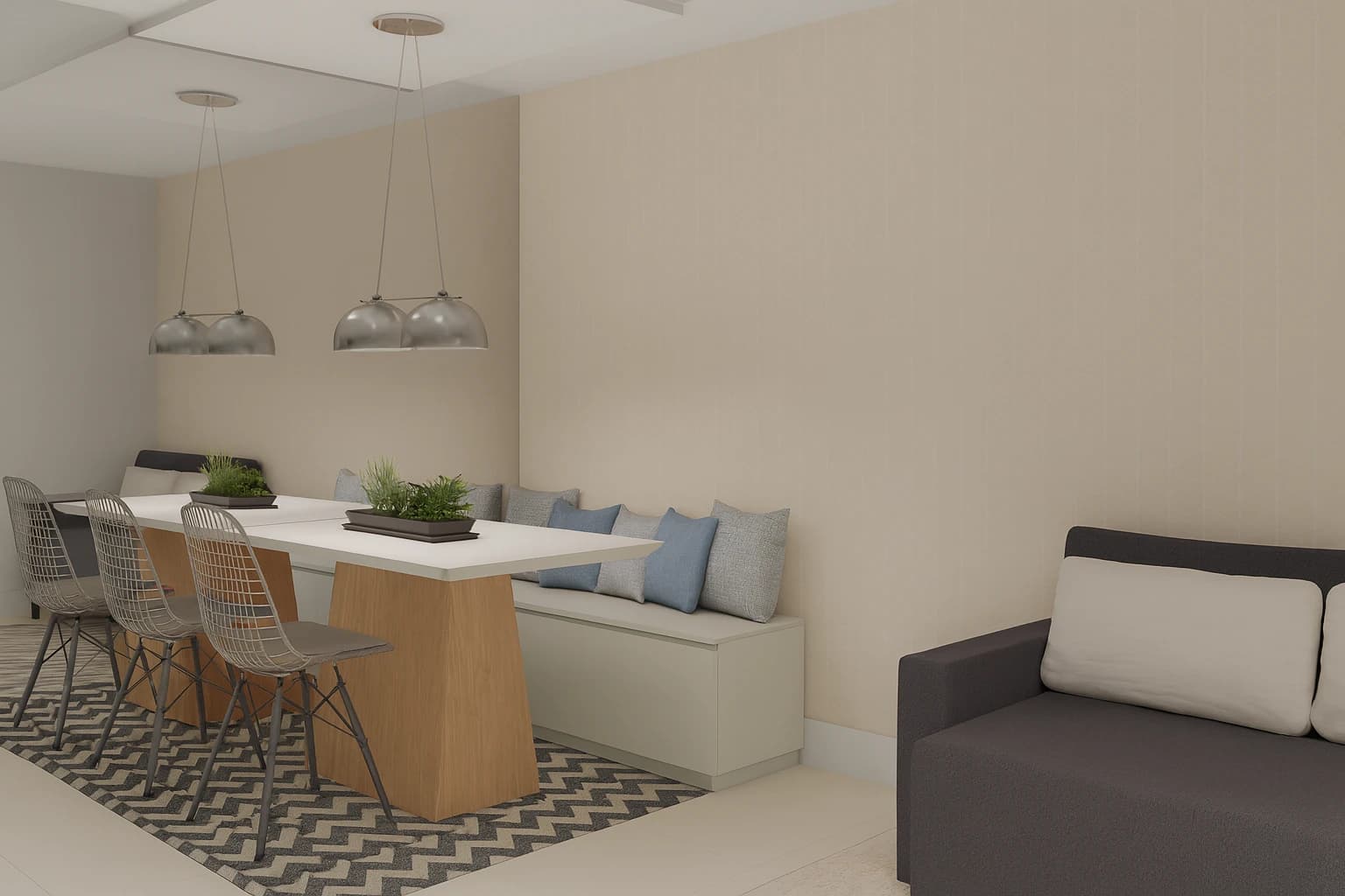 Sala de jantar com canto alemão – conforto inteligente para receber bem