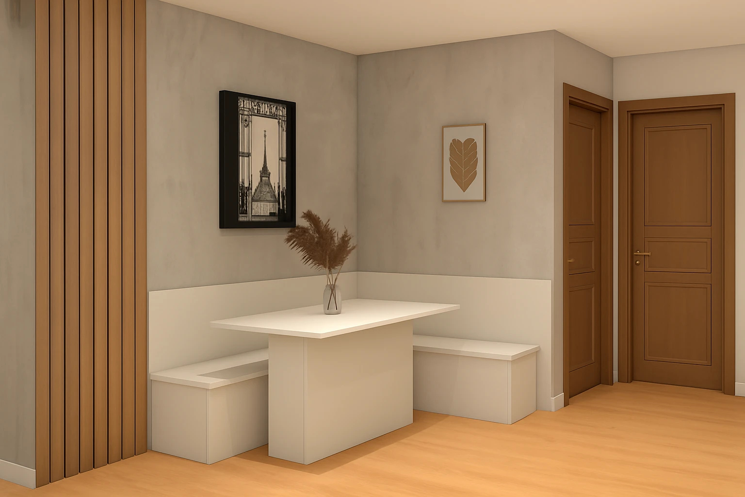 Canto Alemão Minimalista – conforto, beleza e espaço extra no seu dia a dia.