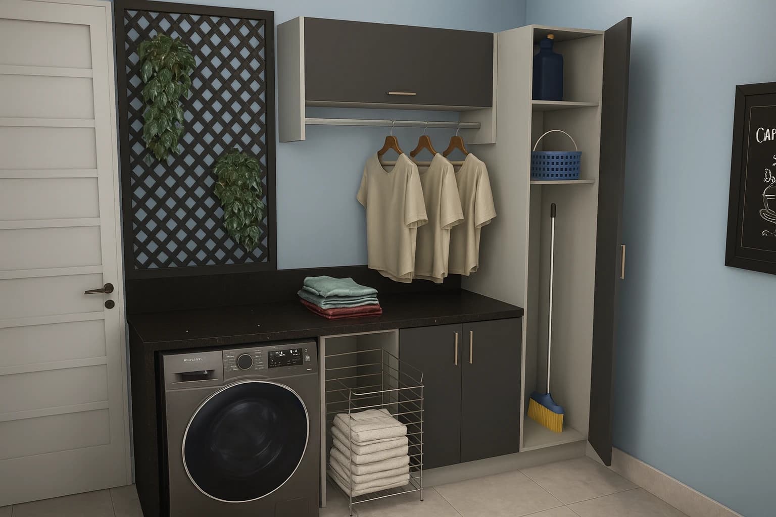 Lavanderia planejada moderna – organização total em pouco espaço